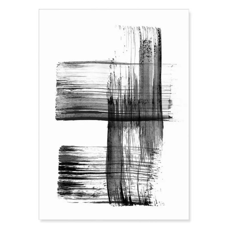Abstract Brush Strokes Black and White Ink Canvas Printing Paintings Posters Wall Art Pictures for Living Room Home Decoration