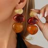 KunJoe 2 Style Vintage Resin Acrylic Geometric Pendant Earrings for Women Bohemian Colorful Drop Earring Y2K Jewelry Accessories
