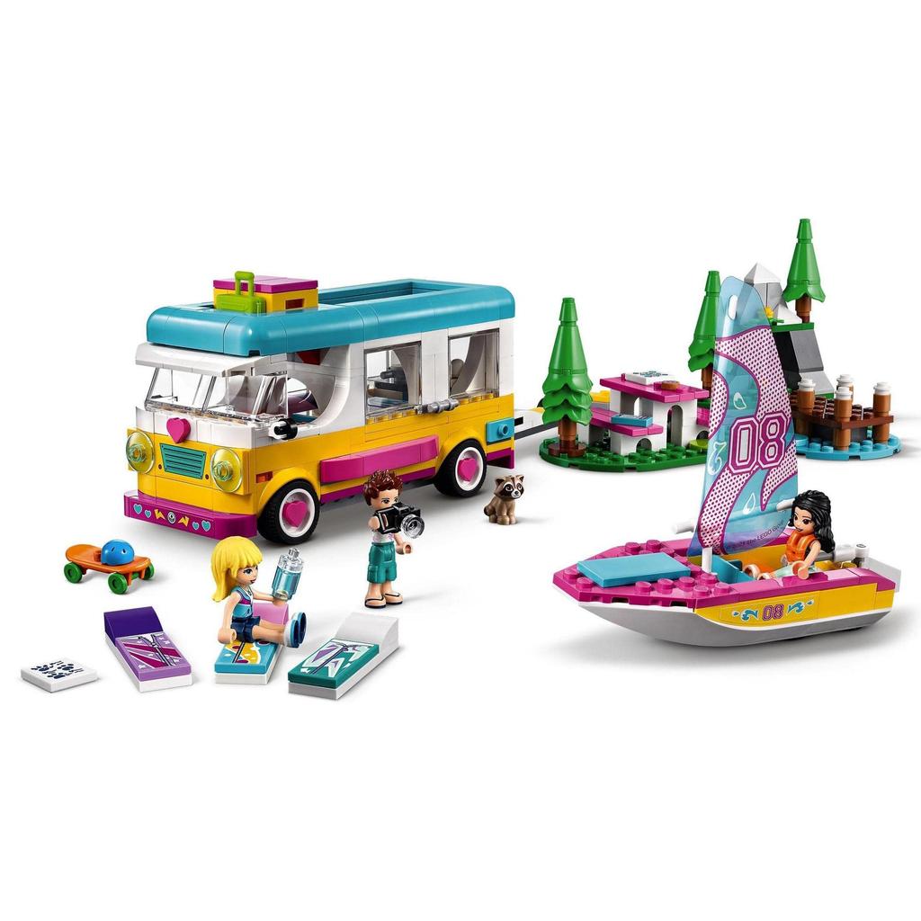 LEGO Friends Camper and Boat Camper and 41681 Toy Doll Doll Boat Vehicle Vehicle Girls 7 years old and up (Forest Boat)