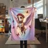 1Pc Angel Animals Print Flannel Blanket, High quality Comfortable for All Seasons, Home Decor, Warmth and Comfort, Perfect for Christmas Gifts