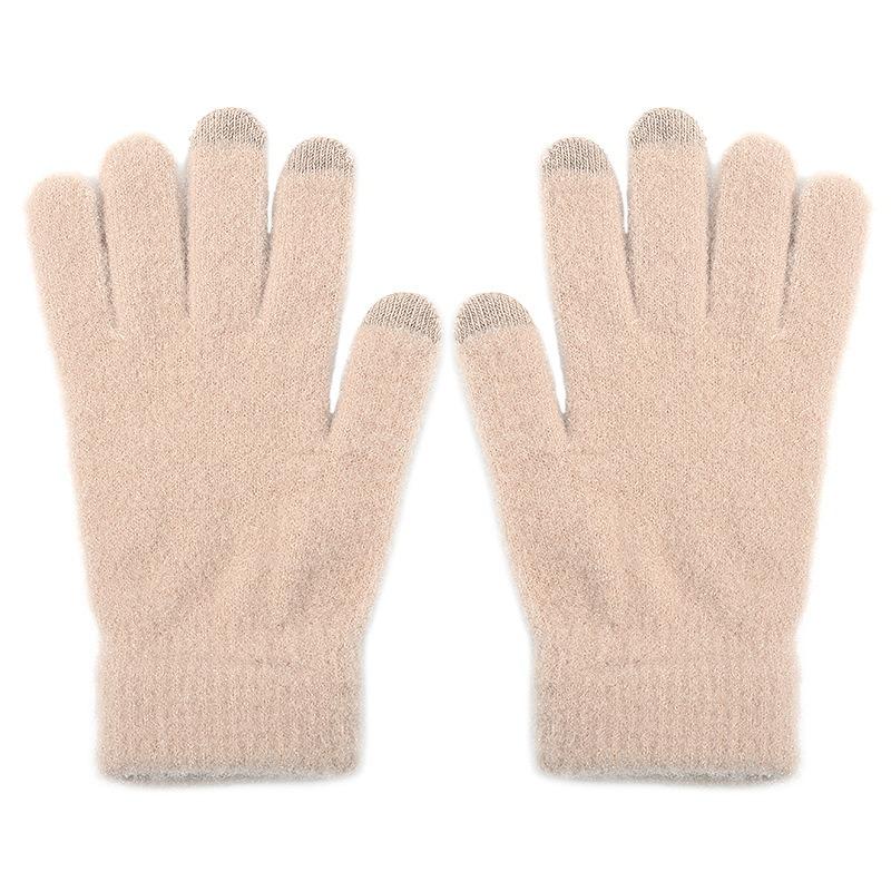Autumn and winter women's plush touch screen gloves warm and cold imitation mink knitted soft hot-selling gloves