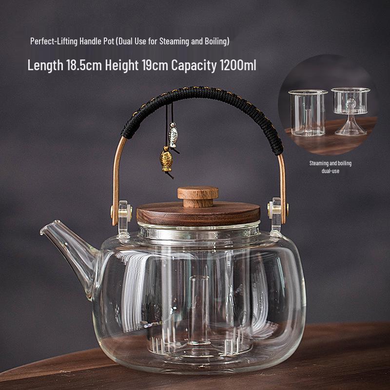 Glass Tea Kettle & Brewing Set for Induction Cooker: White Pot for Boiling, Steaming & Health-Preserving Tea at Home