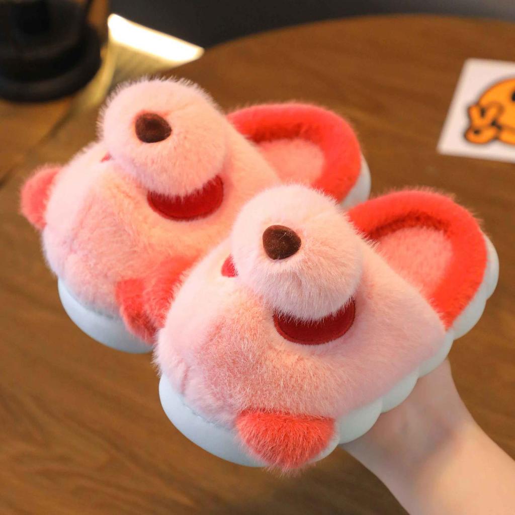 New Cute Panda Slippers Children's Designer Kids Funny Slides Indoor Home Shoes Boy Girl Furry Mules Winter Warm House Shoes