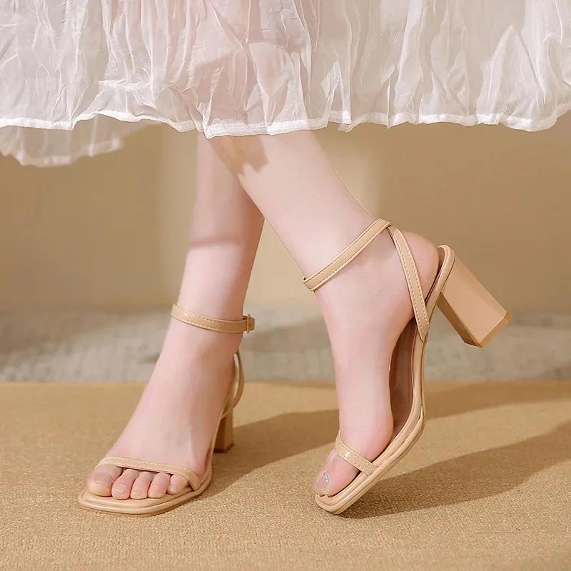 

Женские сандалии большого размера на высоком каблуке, элегантные, удобные, с толстым каблуком, с открытым носком, римские туфли, женская летняя обувь, большой размер 43 43 хаки