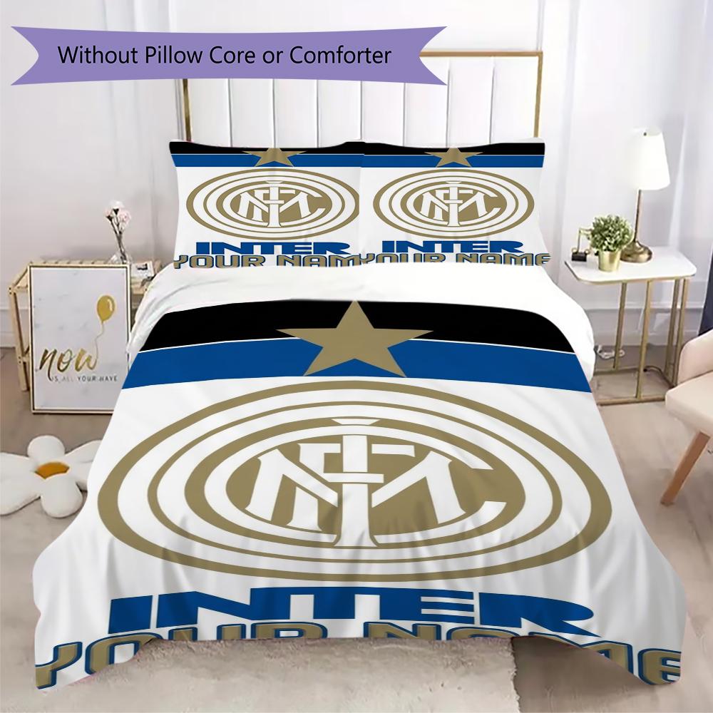 Set Copripiumino con Nome Personalizzato e Motivo Inter Milan Federa Decorazione per la Casa Regalo di Compleanno (1* copripiumino+2*federe senza imbottitura)