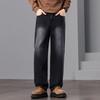 Men's Black Washed Wide-Leg Denim Jeans Loose High Waist Comfortable Casual Streetwear Pants