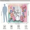 1/4 Mother'S Day Carnation Shower Curtain Set, Shower Curtain With Hooks, Non-Slip Carpet, Toilet U-Shaped Mat, Toilet Seatcover