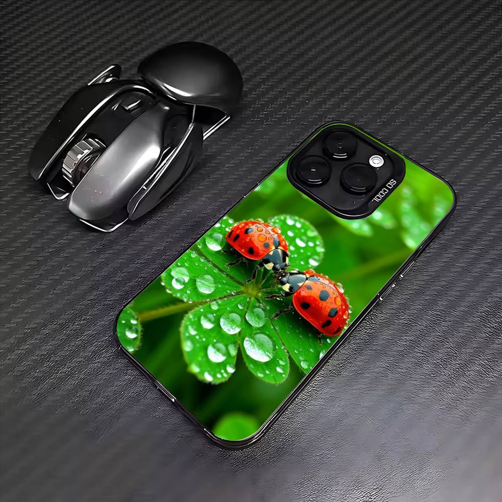 Lucky Four-Leaf Clover Phone Case For iPhone17,16,15,14,13,12,11 Plus,Pro Max Colored Silver Plated Inside Cover