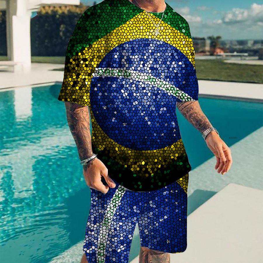 

Бразилія Футболка Шорти Чоловічі комплекти Комплекти відповідного розміру 3D-друк Швидкосихаюча Чоловічий одяг З круглим вирізом Пляжний повсякденний вуличний одяг L