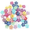 50Pcs 20mm Wooden Flower Buttons 2 Holes Buttons Flower Shape Dots Sewing Decorative Buttons for Scrapbooking Craft Projects