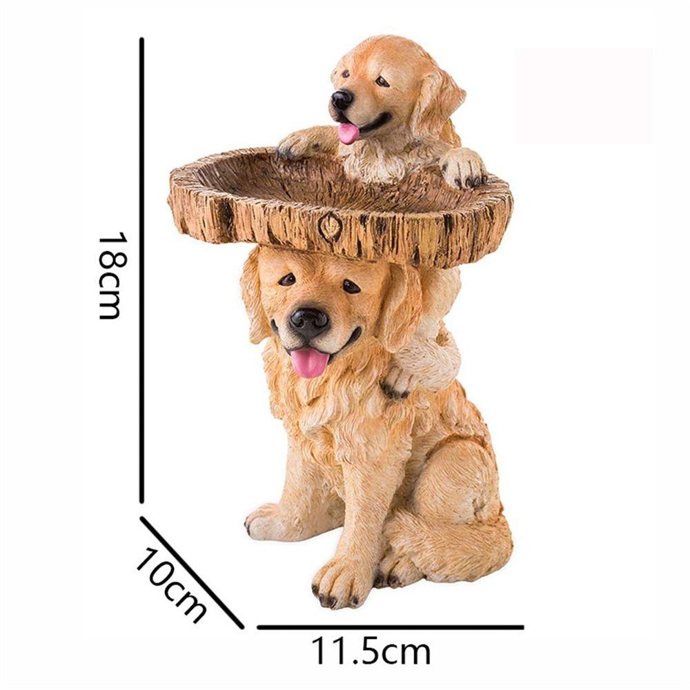 Resin Crafts Garden Dog Statues Animal Bird Feeding Tray Cute Garden Decoration  for Home Yard