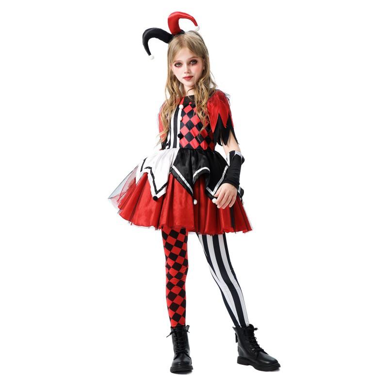 2026 Halloween Kids Girls Pennywise Cosplay Dress Clown Costume Party Performance