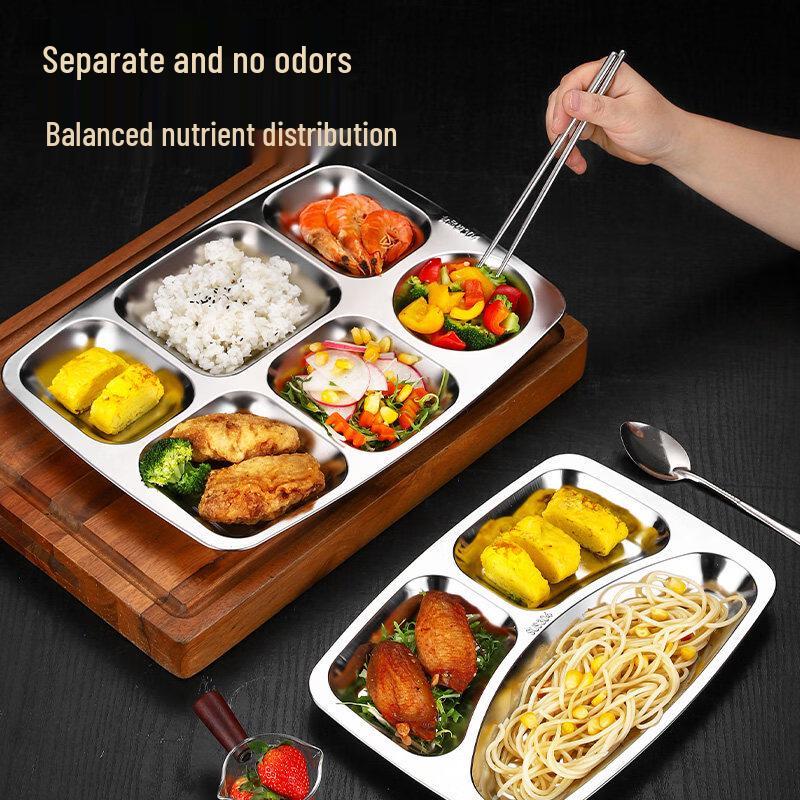 Commercial 304 Stainless Steel Divided Food Tray