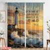 2pcs 2D Flat Printing Scene Curtains God Light Lighthouse Ocean 100% Polyester Fabric Without Electricity Birthday Party Perfect