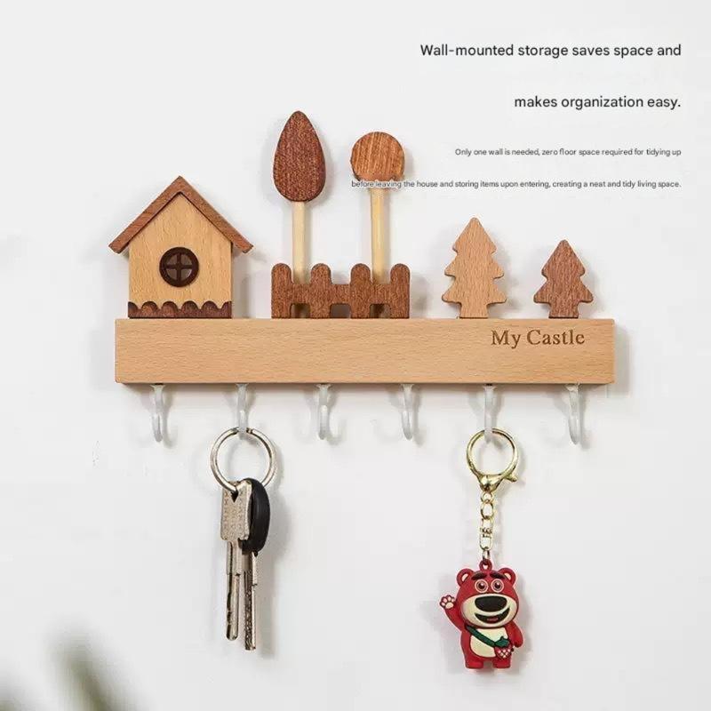 User Friendly Wood Key Hanger Damage Release Wall Hook Organizers Key Hangers For Entryway Living Room Storage