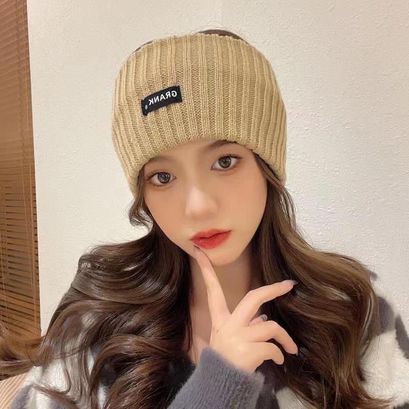 Bear mask four-piece hat winter women's hat scarf ear protection plush knitted hat big head circumference versatile thermal hat