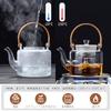 Pokaro Tea Teapot, Heat-Resistant Glass, Stylish Teapot, Teapot, Clear Glass, Stovetop-Safe, Large Capacity (1000ml), with Glass Tea Strainer, Bamboo