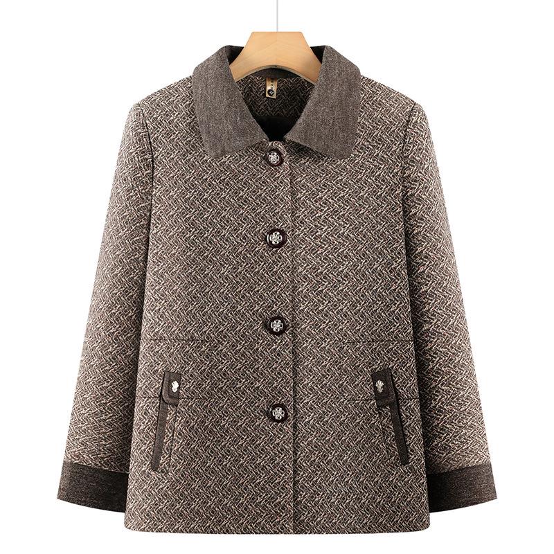2026 New Spring/Autumn Plaid Cardigan for Middle-aged and Elderly Women - Stylish Grandma Jacket