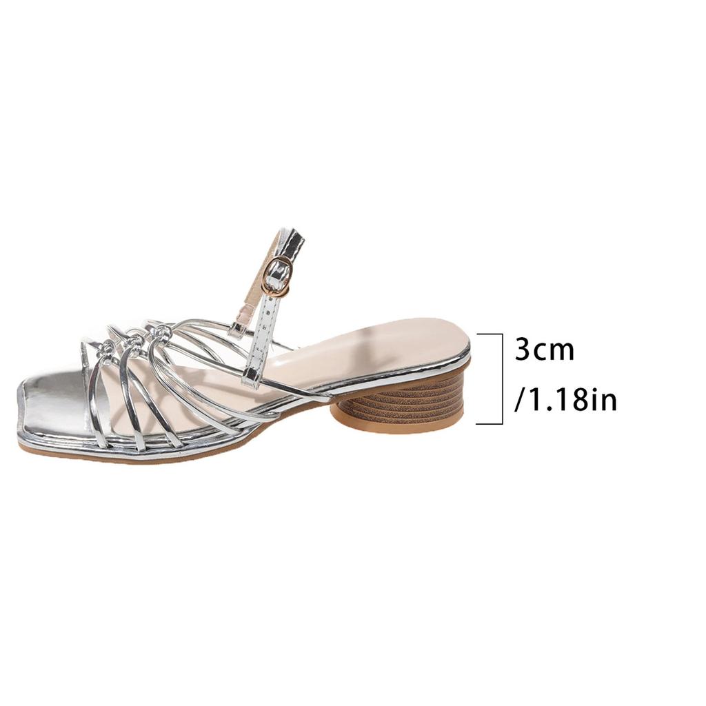 Fashion Sexy Cross Thin Strap Roman Style Thick Heel Sandals for Women 2025 Summer Advanced Solid Color Square Toe Open Toe Sandals