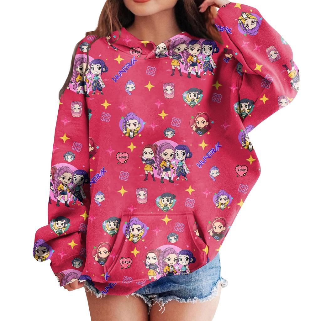 Sweatshirts For Teen Girls Hoodies Long Sleeve Drawstring Pullover Cute Printed Hoodie Top