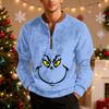 Mens Christmas Sweater Zip Up Sweatshirts Vintage Knit Graphic Sweatshirt Xmas Stand Collar Pullover