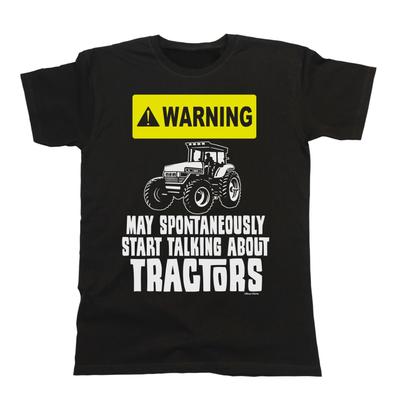 Warning May Talk About Tractors Mens Funny T-Shirt Mens Womens Tees Top  Farmer Farming Gift