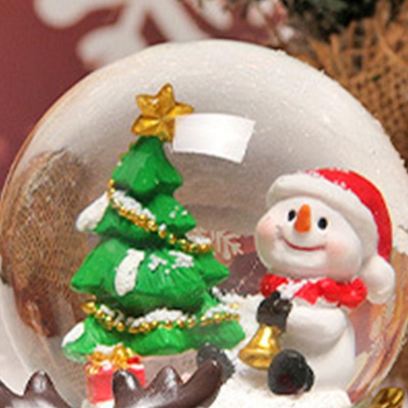 Rotating Crystal Sphere With Warm White LED Lights Resin Construction Snow Globes Battery Powered Home Decoration
