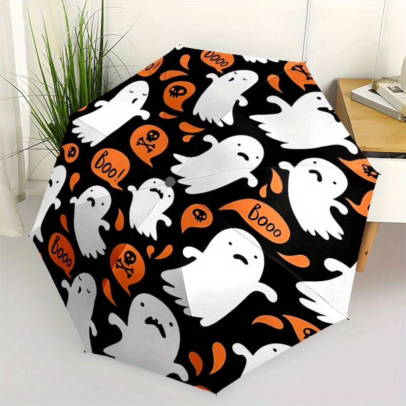 1pc Ghostly Boo Automatic Open/Close Umbrella with One Touch Button,, Windproof Design   Lightweight Portable Umbrella for Women & Men6078