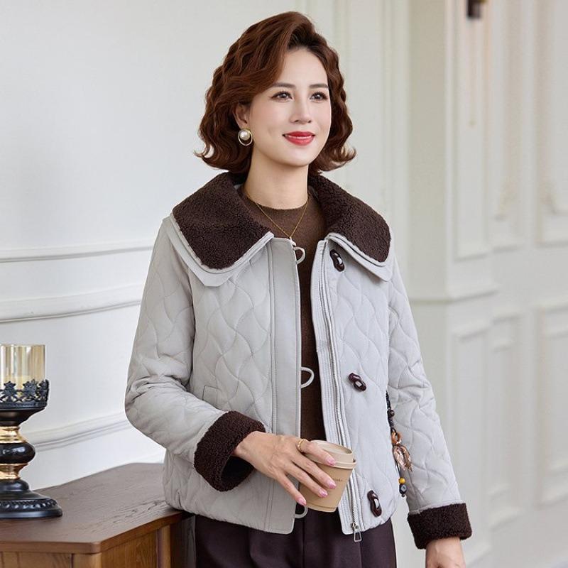 Fragrant short cotton-padded jacket autumn and winter new cotton-padded jacket small cotton-padded jacket lapel jacket