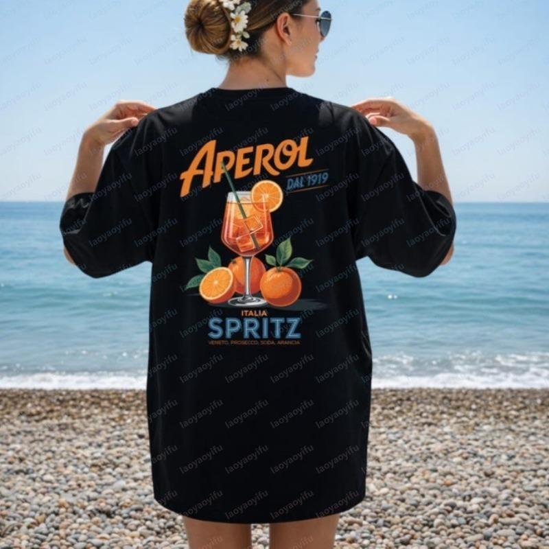 Aperol Spritz Tshirt Summer Spritz Lover Outfit Party Unisex Tee Holiday Vibes Gift For Aperol Fans Fashion Casual Unisex Tops