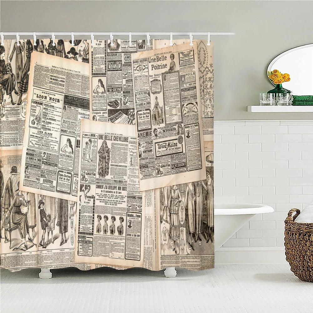 Wall Hanging Bath Screens Geometric Shower Curtain Bathroom Waterproof Retro Old Wood Grain Decor Multi-size Shower Curtains