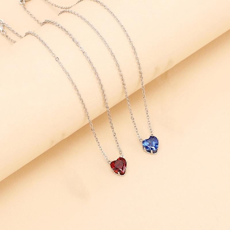 1pcs Heart Necklace For Women Colorful Zirconia Copper Claw Necklace Fashion Trendy Holiday Gift