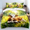 Pastoral Scene with Cow and Bird Print Soft Comfortable Duvet Cover Bedding Set Included 1*Duvet Cover 2*Pillowcases