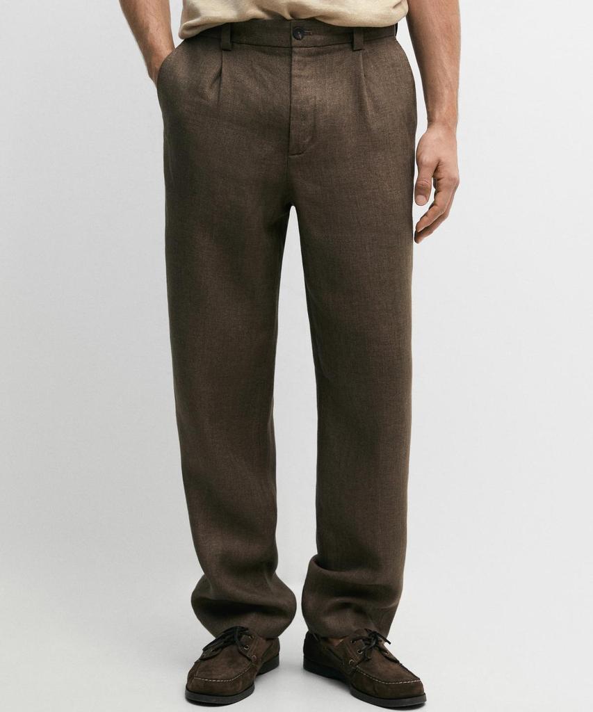 Masimodutti Total Look Linen Herringbone Detail Pants