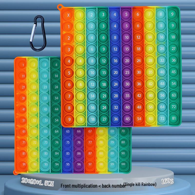 24cm Silicone Rainbow Kids' Learning Toy: Letters, Numbers, Multiplication Pop-It Fidget