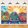 Colorful Hippie Bus Background Banner Bohemian Style Theme Backdrop Supplies Love And Peace Party Decorations Photography Props