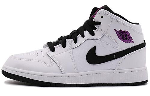 Jordan 1 Mid White Black Fuchsia Blast GS 555112-138