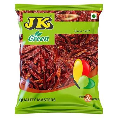 JK Rote Chilischoten ganz, 100 Gramm | (Packung mit 1) | 100 % natürliches Laal Mirch | Indische Bio-Gewürze | Ideal für Currys, Chutneys und mehr