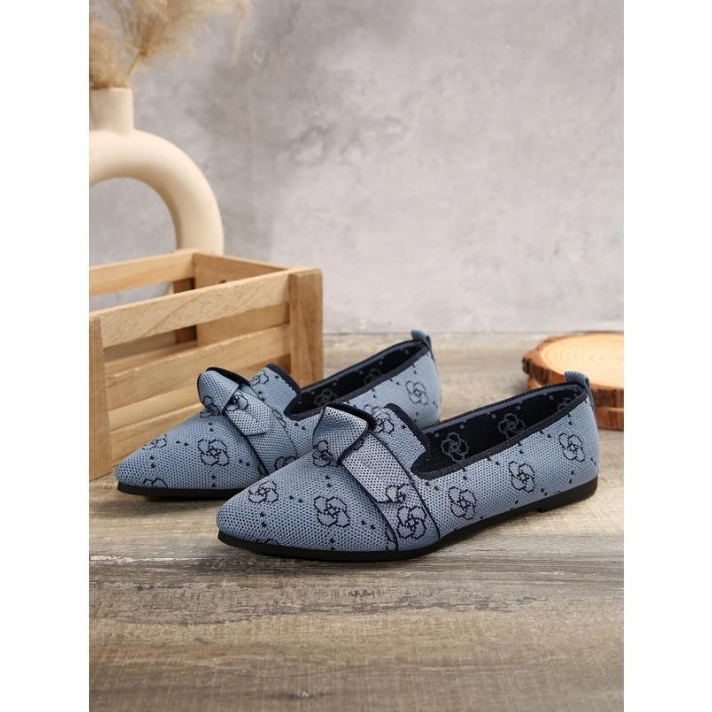 Skinny pointed oversized flat sole shoes for women in fashionable flying weaveone foot butterfly bowcasualbreathable