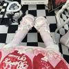 Fashion Lovely Girls Lolita Sweet Bowknots Platform Shoes Kawaii Alice Lace Flat Elevator Shoes Mary Janes