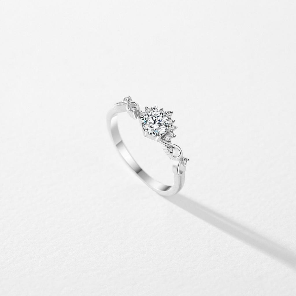 Modian S925 Sterling Silver Zircon Ring: Elegant Korean-Style Women's Wedding Ring with Hollow Design.