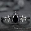 Sophisticated Flower Rings With Black Cubic Zirconia Delicate Alloy Loop For Women Size 6 10 Layering Jewelry Pieces