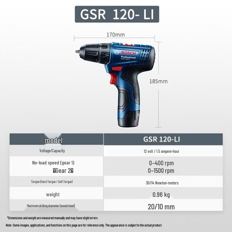 Bosch 12V Cordless Drill/Driver GSR120-Li CN plug (adapter included)