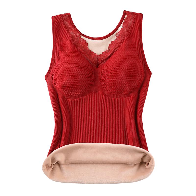 Women's Warm Autumn/Winter Fleece-Lined Elastic Vest with Chest Pads