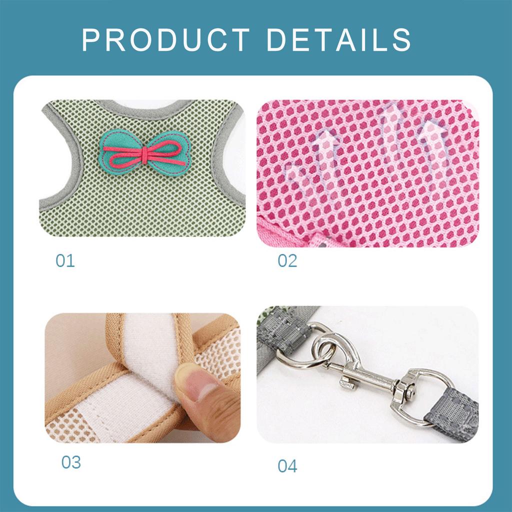 Set Ham și Lesă din Plasă Respirabilă pentru Iepuri Dihori cu Mărime Ajustabilă pentru Diverse Sezoane Articol pentru Animale Mici