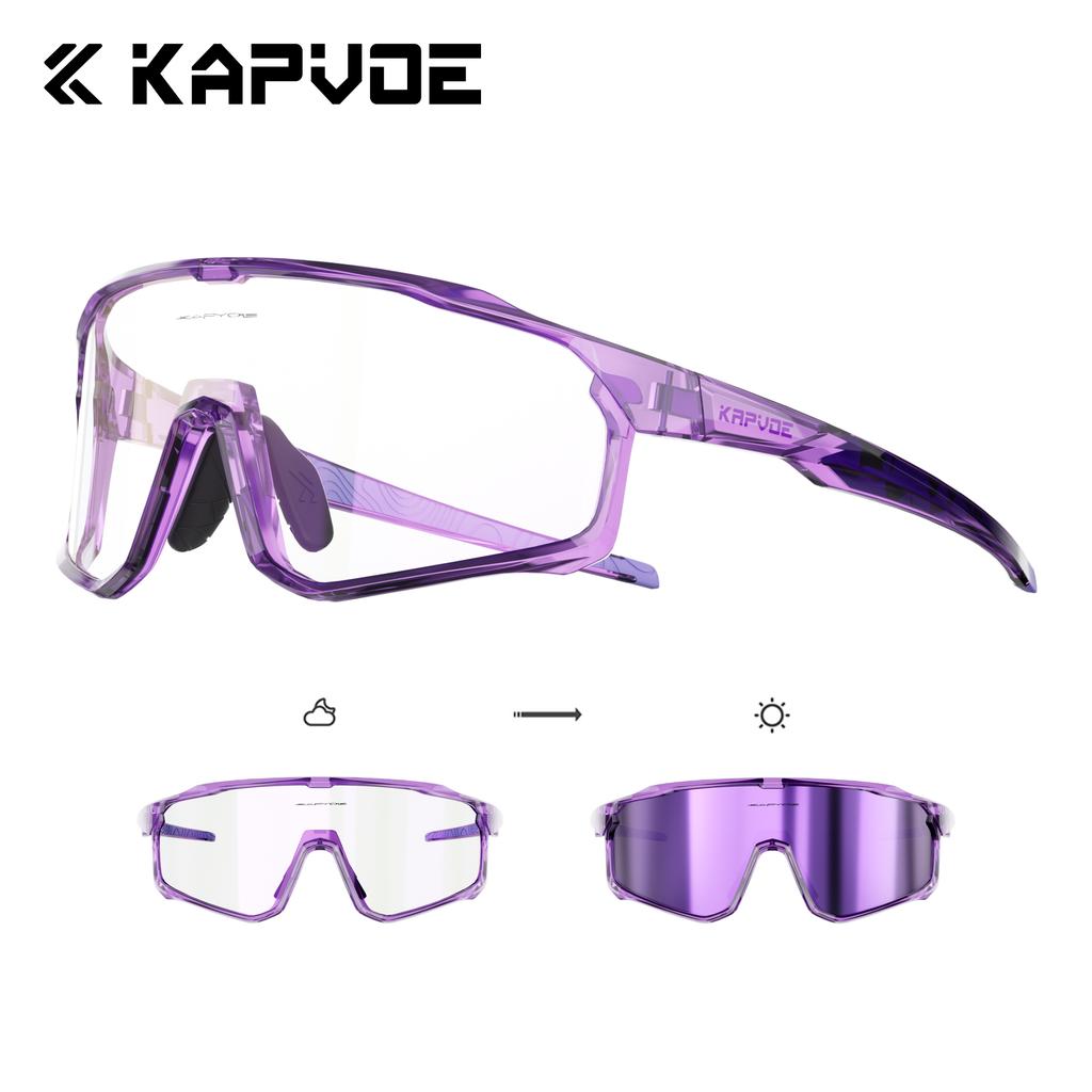 Kapvoe Photochromic Cycling Sunglasses for Men Glasses MTB Bike Road Bicycle Sports Protection Goggles UV400 Hiking Eyewear