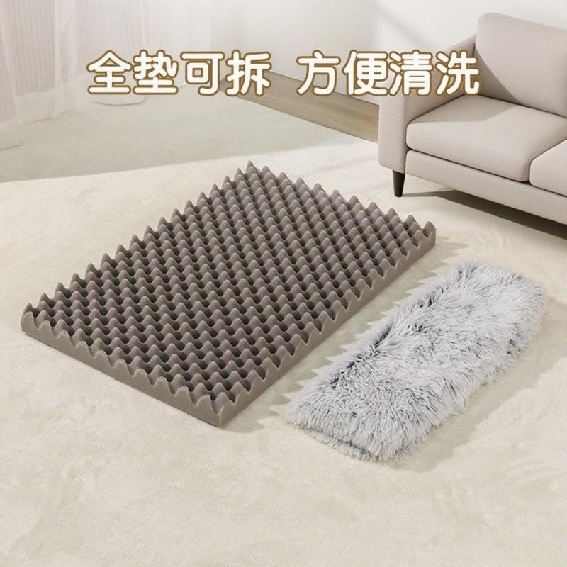 Plush Square Pet Bed Dogs Cats Soft Foam Cushion Warm Cozy Sleeping Mat Multi-Size Indoor Outdoor Use