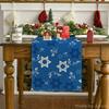 Artoid Mode Blue Hexagram Hanukkah Table Runner, Star of David Je Menorah Passover Holiday Kitchen Dining Table Decoration for Indoor Outdoor Home