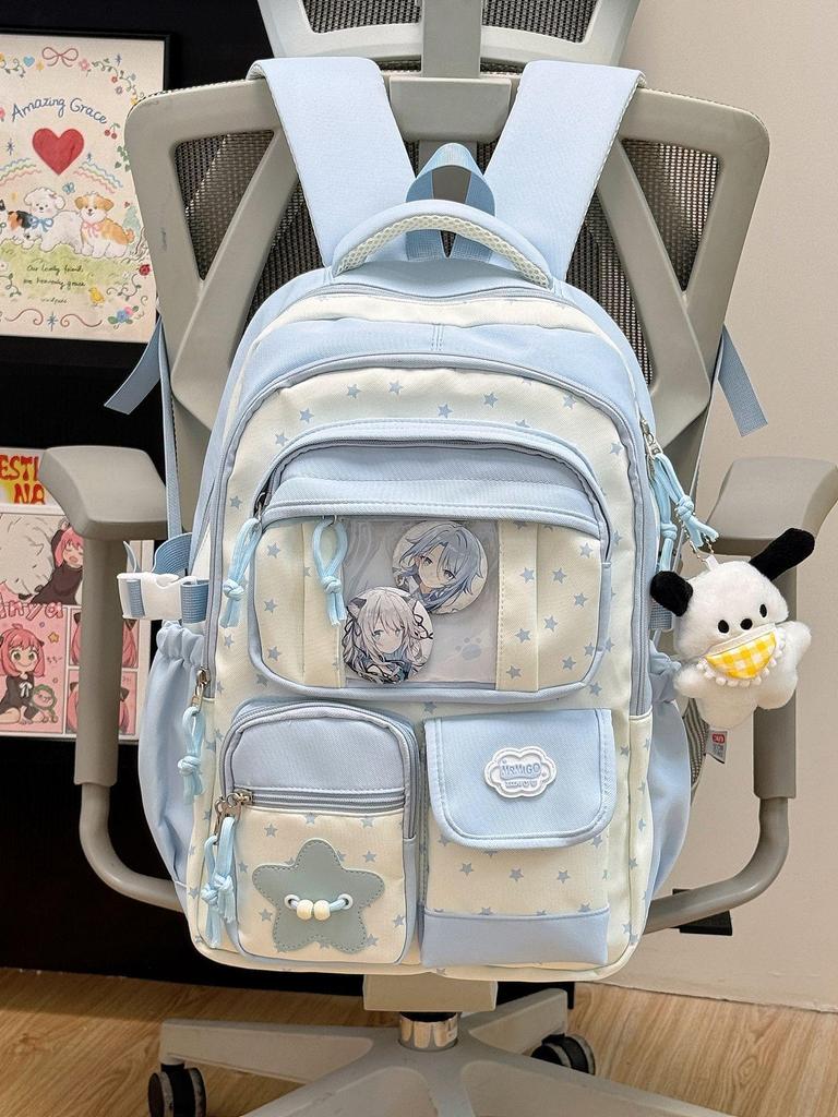Schoolbag New Fresh and Sweet High-value Backpack Female Dopamine Transparent Pain Bag Japanese Junior High School Students Backpack Female