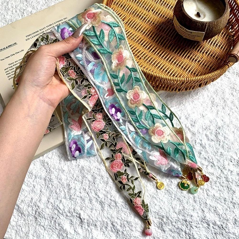 Sweet Floral Scarf Printed Scarf Headband Fashion Narrow Long Scarves  Wedding